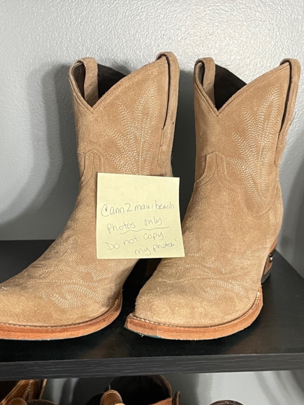 Women's Tan Suede Western Ankle Boots
